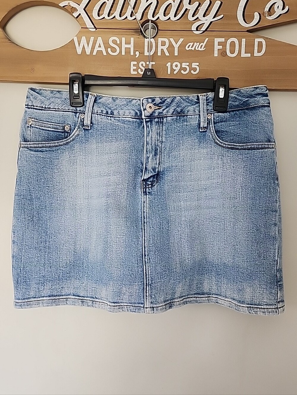 Vintage L.A. Blues Denim Skort Size 16 Light Wash Y2K Mini Skirt Built-in Shorts